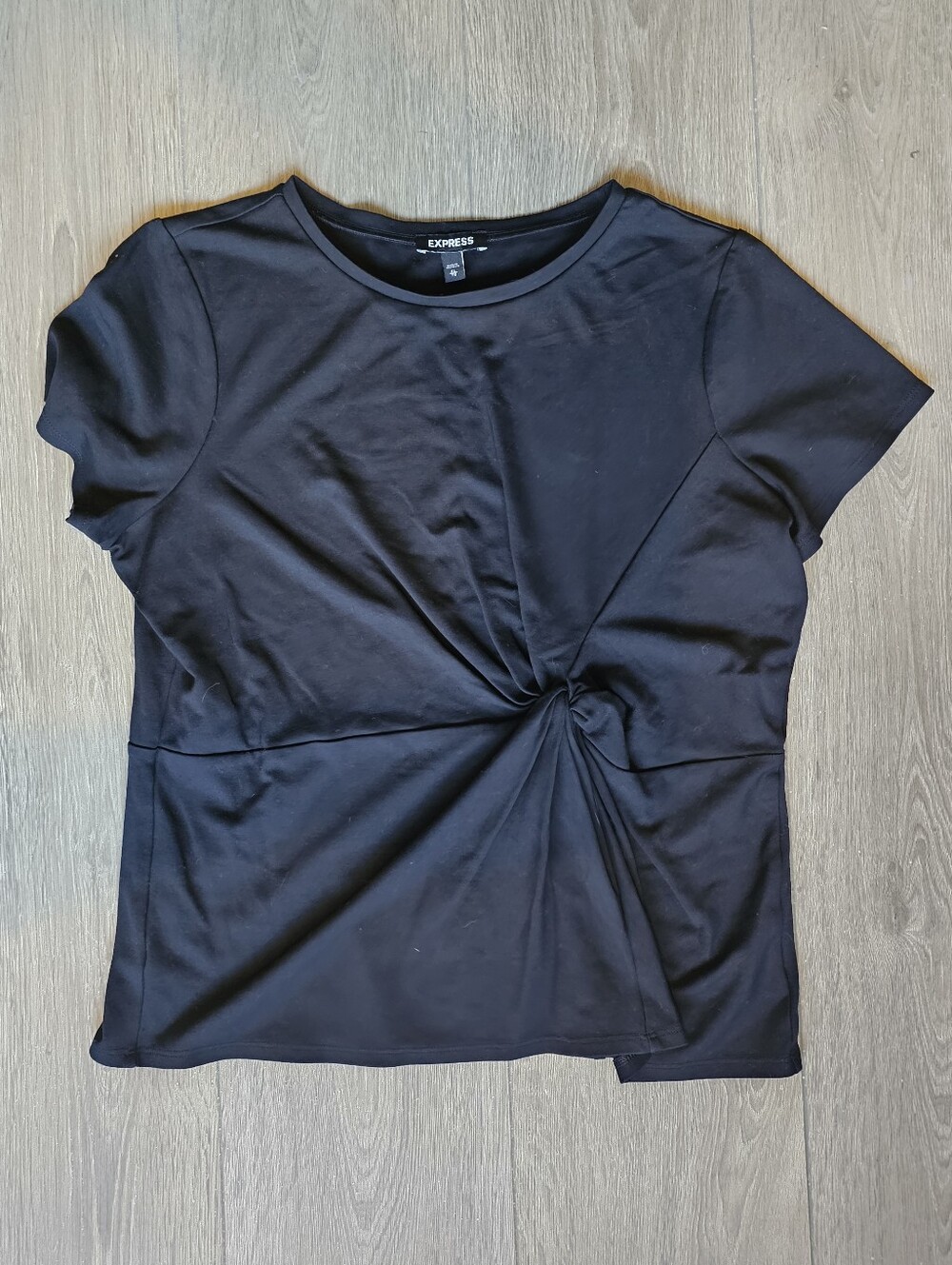 Express Black Twist-Front Short Sleeve Top